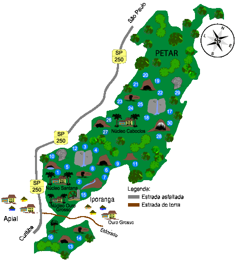 Mapa do Parque PETAR